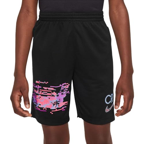 Nike Cr7 B DF Short K Camiseta, Negro/Barely Volt, 110 Unisex niños