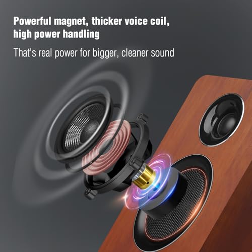 Image of Computer Speakers, Bluetooth 5.3, USB-C, AUX /RCA, 3.5-Inch Woofer, Brown