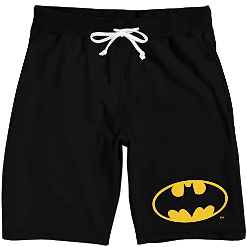 Batman Classic Bat Logo Men's Black Drawstring Sleep Pajama Shorts