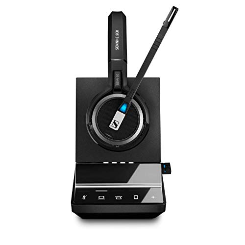 Image of Sennheiser SDW 5066 (507024) - Double-Sided (Binaural) Wireless Dect Headset for Desk Phone Softphone /PC & Mobile Phone Connection Dual Microphone Ultra Noise Cancelling, Black