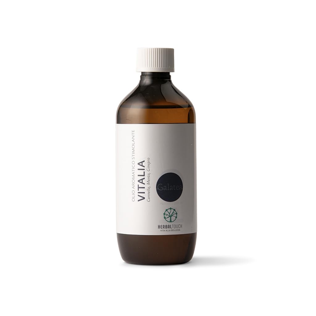 Olio Vitalia 250 ml Olio aromaterapico stimolante per massaggio e bagno con oli di Cannella, Menta e Ginepro per tonificare e rassodare