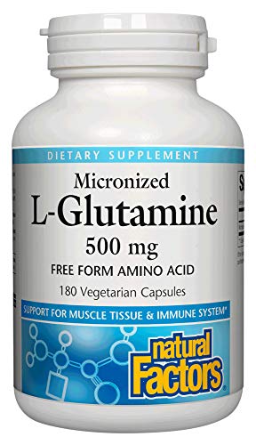 Natural Factors, Micronized L-Glutamine, Supports Immune, Gut and Muscle Health, 180 Capsules
