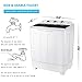 HOMHUM Portable Mini Compact Twin Tub Washing Machine w/Wash and Spin Cycle, 17lbs 2IN1 Washer Spin Dryer Ideal for Dorms, Apartments, RVs, Camping etc, White/Black