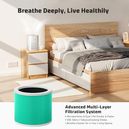 Image of 2 Pack ZQA‑2000A / ZQA‑2000B / ZQA‑2000C Replacement Filter Compatible with Cobectal & Oterbear ZQA‑2000 Series Air Purifiers, 3‑in‑1 HEPA Filter with Activated Carbon
