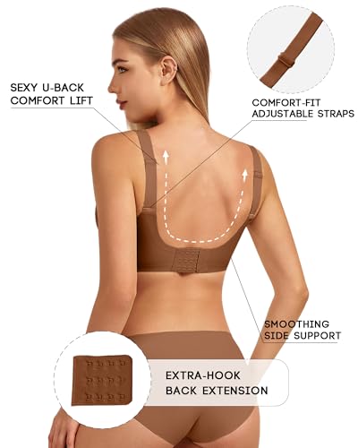 Image of VQJ Women's Full Coverage Jelly Comfort Support Wireless Bra with Breathable V-Mesh, No Underwire Push Up Everyday Bralette