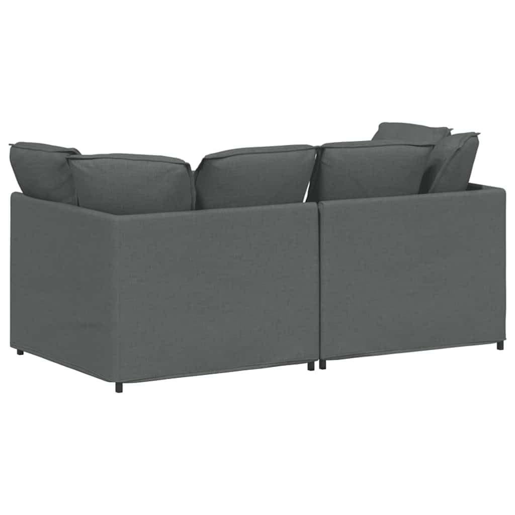Modułowa sofa z poduszkami, ciemnoszara, 200 x 100 cm, zestaw tapicerowany z wypełnieniem piankowym, narożnik dwuosobowy z wytrzymałą metalową ramą, idealna do salonu