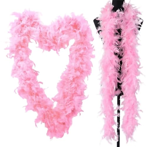 Rosa Federboa – 2 Meter Lange Federboa für Frauen zum Basteln, Flauschige Federboa, -Kostümzubehör für Mädchen, Weihnachten, Karneval, Tanzen,...