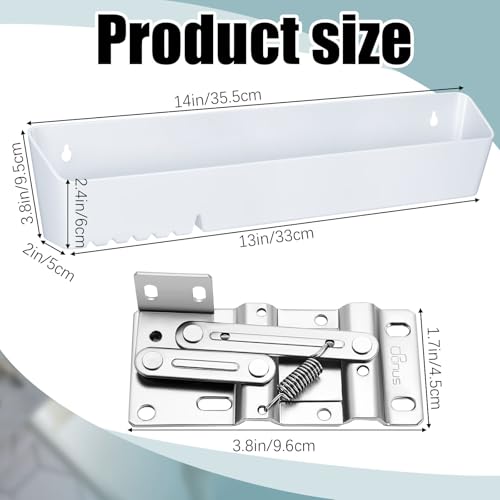 Image of Umigy 2 Pack 14 inch Kitchen Sink Tip Out Tray, False Drawer Front Flip Tray with Hinges & Clips, Sink Sponge Soap Organizer for Kitchen Bathroom, White