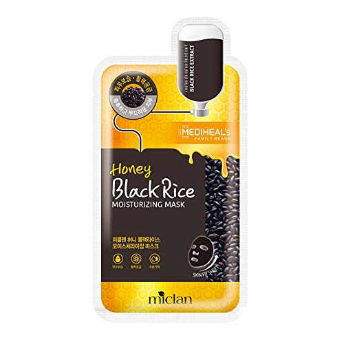 [miclan] Honey Black Rice Moisturizing Mask 10pcs - Mediheal Family Brand Facial Sheet Mask Full of Moisturizing Revitalize Skin with Black Rice and Honey