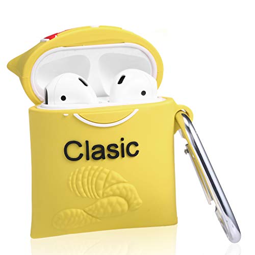 Stsnano Food Case For Airpod 1/2 Silicone Cases Cute Cartoon Unique Fun Funny Cover Fashion Cool Protective Skin Accessories Keychain Women Girls Boys Kids Teens For Air Pods 1/2 Yellow Potato Chips #TOP2