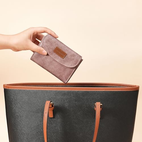 Image of SENDEFN Small Womens Wallet RFID Blocking Double Zipper Pocket Card Holder Purse