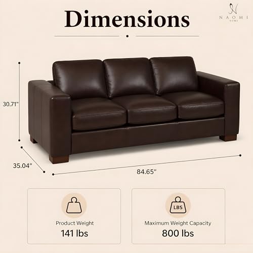 Naomi Home Freya Genuine Leather Oversized Sofa