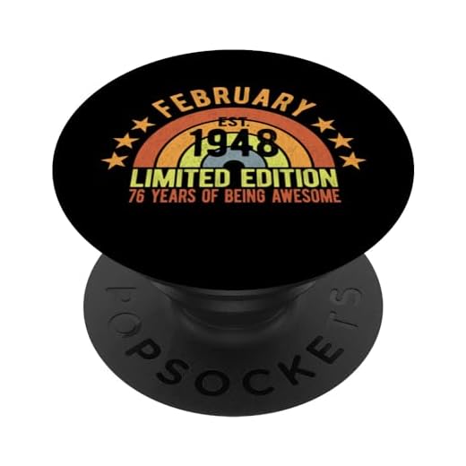 Edición Limitada Vintage 76 Cumpleaños Nacido En Febrero 1948 PopSockets PopGrip Intercambiable