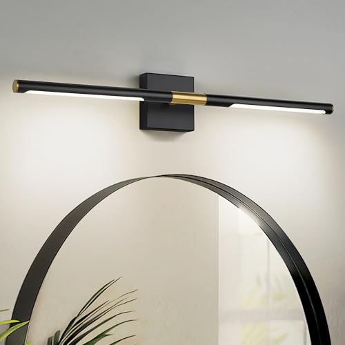 Image of 30 Inch Bathroom Light Fixtures, 16W 3CCT Dimmable Black and Gold LED Vanity Lighting Fixtures Over Mirror, 360?Rotatable Modern Bathroom Vanity Light Bar, AD-W9465-L75-BK