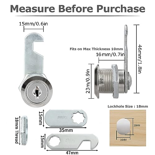 SENENQU 10 Stück Schrankschloss Mit Schlüssel 16mm Briefkastenschloss Möbelschloss Spindschloss Mit Schlüssel für Schubladen & Schränke