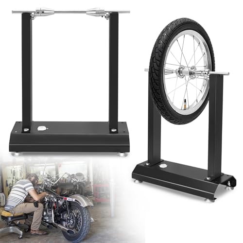 Froadp Machine d'équilibrage pour pneus de moto avec niveau à bulle intégré et cône de centrage réglable, 40 x 19 x 50 cm
