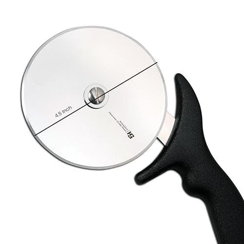 Image of HS 4.5 Inch Professional Pizza Cutter Sandwich Paratha Chapati Roti Wheel Smooth Rotating Slicer Food Grade Stainless Steel with Japanese Grade for Home and Commercial Use, Black