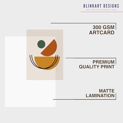 Image of BLINKART Vintage Bauhaus Retro Geometric Aesthetic Poster Gallery | Colorful Wrap Framed For Home Office Studio Living Room Modern Art Studio Decoration Abstract Shapes | (d62) | 13x10 Inch