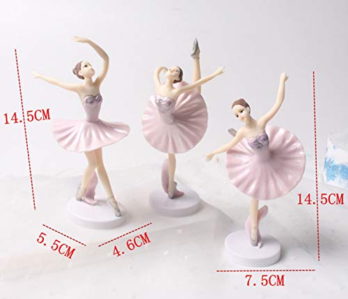 HYSTYLE 3 Pcs Pink Dancing Ballerina Girl Figurine, Miniature Ballerina Girl Figure Collection Playset Doll Toy, Ballerina Girl Cake Topper, Ballerina Girl Plant Pot Craft Dollhouse Decoration, Cake Decoration, Landscape Scenes
