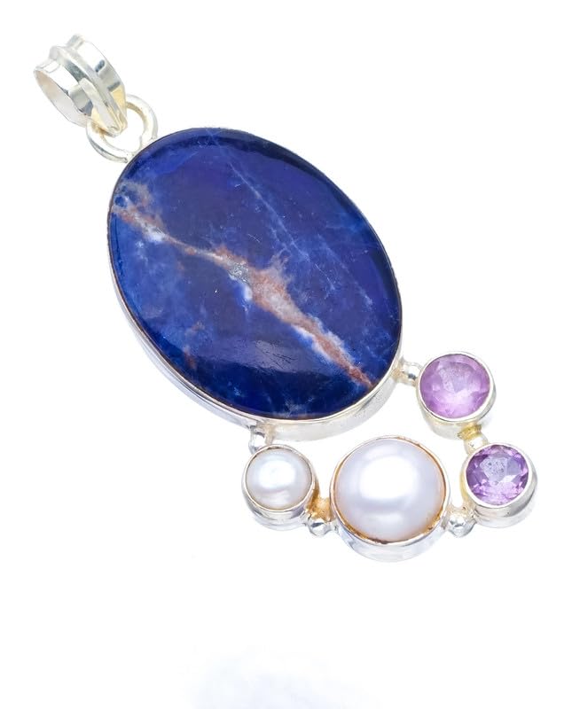 Pendentif sodalite marine et perle fait main, le cadeau idéal