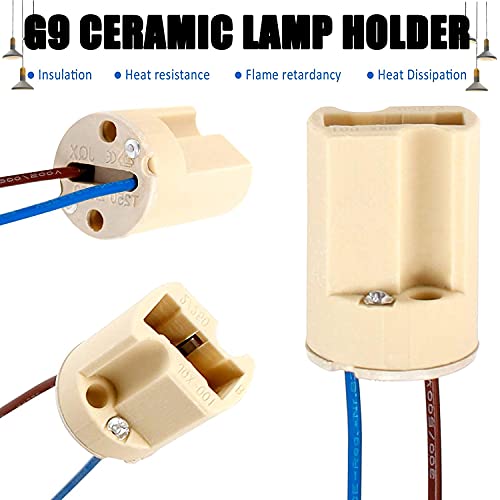 GZcaiyun Lot de 15 Douilles G9 250 V - Culot en Céramique Avec Câble de 140 mm - Pour Lampes Halogènes LED - Prise en Céramique – vue 4