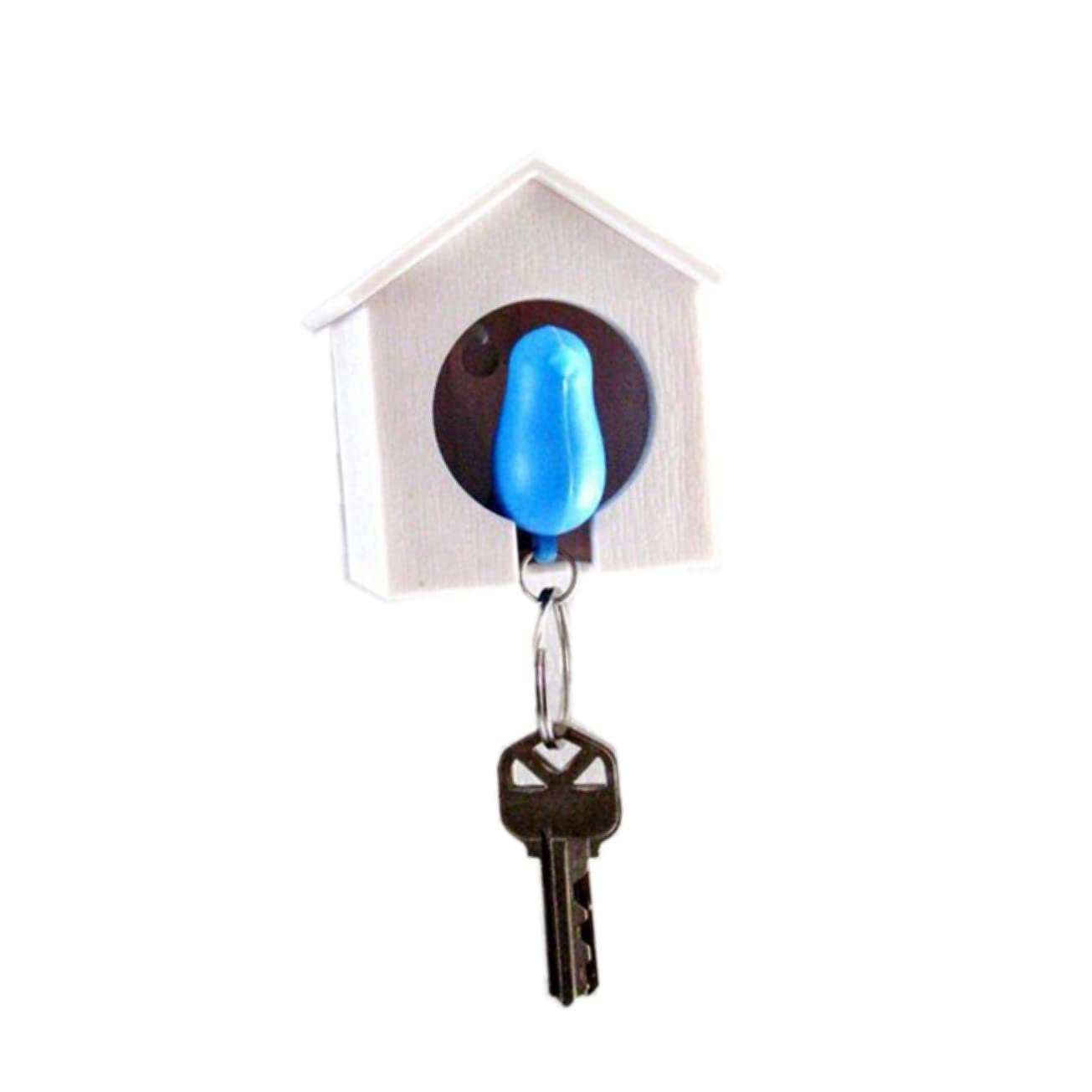 GarneckBirdhouse Key Ring White House with Charming Sparrow Keyring Unique Birdhouse Key Holder for Home Decor for Bird Lovers