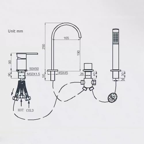 Mitigeur de douche cascade noir rétractable pour une baignoire moderne - 4