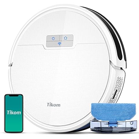 Tikom Robot Vacuum and Mop Combo 2 in 1, 4500Pa Strong Suction, G8000 Pro Robotic Vacuum Cleaner, 150mins Max, Wi-Fi, Self-Charging, Good for Carpet, Hard Floor Cover