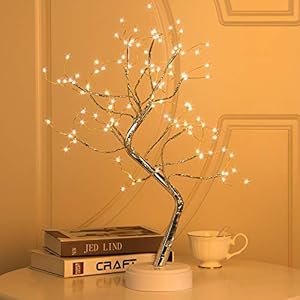 20″ 108 LED Firefly Bonsai Tree Lights Artificial Fairy Tree USB/Battery-Powered Touch Switch White Warm Lights Tree Lamp for Bedroom Desktop Christmas Party Indoor Decoration Lights