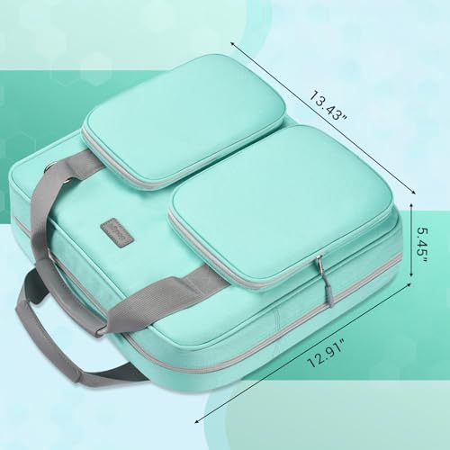 Soulgo Fichário com zíper de 7 cm com 3 anéis com alça de ombro resistente e vários bolsos, fichário