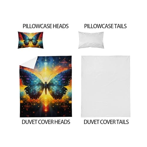 Housse de couette papillon anti plis lit simple microfibre facile à laver - 5