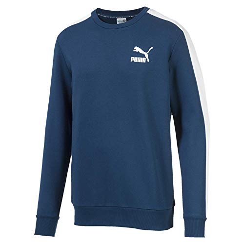 PUMA Men's Classics Logo Crew French Terry Sweatshirt (Medium, Gibraltar Sea Fleece)