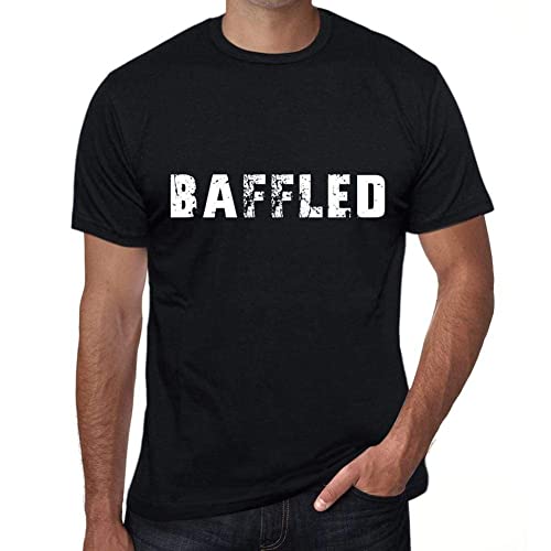 Uomo Maglietta Perplesso – Baffled – T-Shirt Stampa Grafica Divertente Vintage Idea Regalo Originale alla Moda Nero Profondo XL