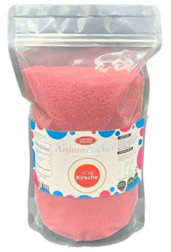 Hopser Food Fun Azúcar de color para aromatizar el algodón de azúcar de color, fresa, cereza, cola, vainilla, algodón de azúcar azul (Cereza) 1kg (Paquete de 1)