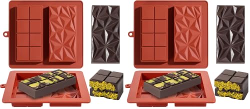 Image of UWILLION Chocolate Bar Mold Deep Dubai 1 Inch 2 Pcs Pistachio Chocolate Bar Silicone Thick Mold for Stuffed Bar, Large Candy Bar Mould for Filling (Pack of 2)