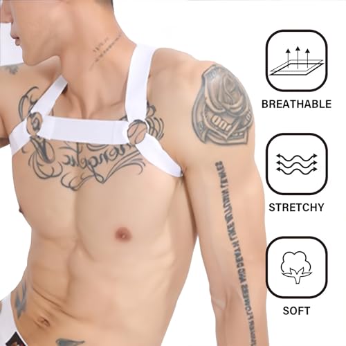Image of Mens Harness Belt Nylon Elastic Body Shoulder Strap Sexy Halter Club Wear Cosplay Costume