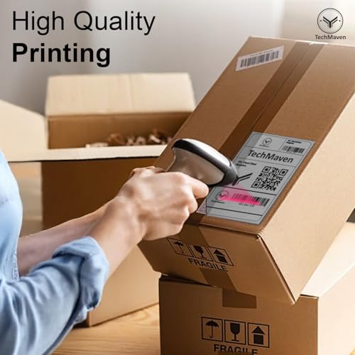 Image of 70gsm Thermal Label Printer Paper-4 inchx 6 inch(100 x 150 mm) Self Adhesive Stickers for Transfer Thermal Printing. Ideal for Shipping, Parcel, Barcode & Address Labels-400 Labels /Roll(Pack of 4)