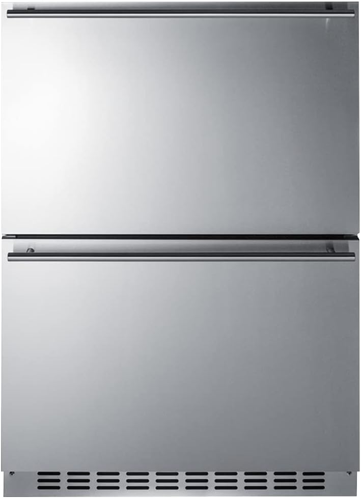 Summit 24” Two Drawer Refrigerator Freezer, 3.9 cu.ft. Capacity, Stainless Steel, Panel Ready Capable*- SPRF34D (*Panels not included)