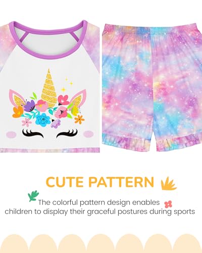 Image of LQSZ Matching Girls & Doll Pajamas Set for Toddler Girls Short Sleeves Cute Outfit Sleepwear