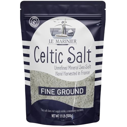 Le Marinier French Sea Salt Fine Ground, 1.1lb – 18oz. Mineral Rich. 100% Natural and Unrefined. Sea Salt Organic Vital Minerals Fine. Hand Harvested Mineral Salt (1.1lb Fine Ground)