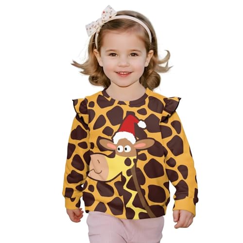 Girl Sweatshirt Clothes Ruffle Sleeves Warmth Girls Graphic Long Sleeve Crewneck Sweatshirts Casual Fall Winter Tops