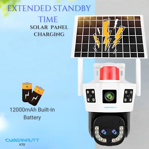 Image of XUGA Cybernautt X7O 8MP AI Powered 2 Lens 3 Views 4G Sim Linkage Solar CCTV Camera | 2 Way Talk | Colour Night Vision | Alarm | 10X Zoom | Weatherproof | PTZ |Upto 256GB | Use Air-tel 4G Sim