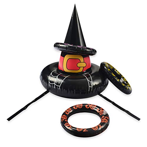 JOYIN Inflatable Witch Hat Ring Toss Game, Perfect Halloween Games for Halloween Party Favors – One Size Fit All (3 Rings)