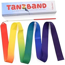 Objetos Para Hacer Gimnasia KLEINTOBER Cintas de Gimnasia rítmica Premium para niños I Cinta de Baile para Bailarinas Color Arco Iris, con Instrucciones para Divertidas Actividades y Entrenamiento I Óptimo Regalo para niña