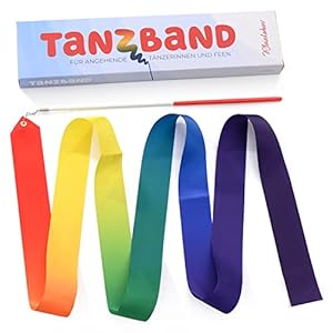 Kleintober Premium gymnastiekband met staaf, regenboogband, gymnastiekband, dansband, met montagehandleiding voor…