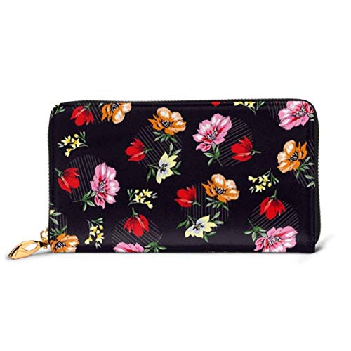 Preisvergleich Produktbild JHGFG Mode Handtasche Reißverschluss Brieftasche Blumenmuster Schönes buntes Design Gestreifte Telefonkupplung Geldbörse Abendkupplung Blockieren Leder Brieftasche Multi Car