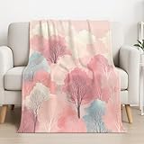 Generisch Bequem Leicht Tagesdecke - Träumerisch Schlicht Abstrakt Wald Extra Flauschig Decke, Weiche Kuscheldecke für Kinder und Sofa, majestätische Dekoration 130cm x 150cm,Rosa