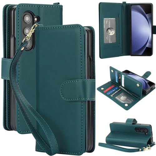 Housse en cuir élégant pour Samsung Galaxy Z Fold 6 vert à rabat magnétique