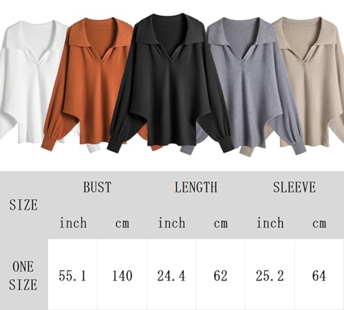 Image of Womens Dolman Sweaters Casual Puff Sleeve V Neck Lightweight Crochet Pullover Sweater Tops