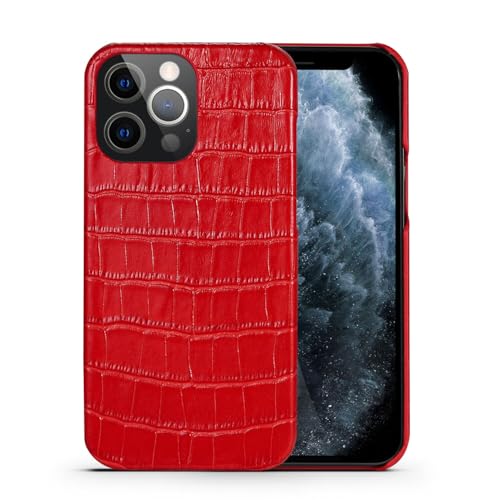 Étui en cuir véritable rouge pour iPhone 15 Pro clapet rigide et élégant